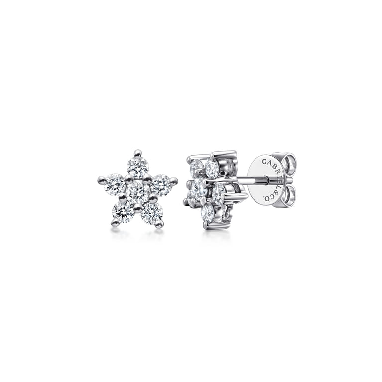 14K White Gold Diamond Stud Earrings - 0.71 ct - Shot 1