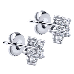 14K White Gold Diamond Stud Earrings