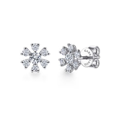 14K White Gold Diamond Stud Earrings