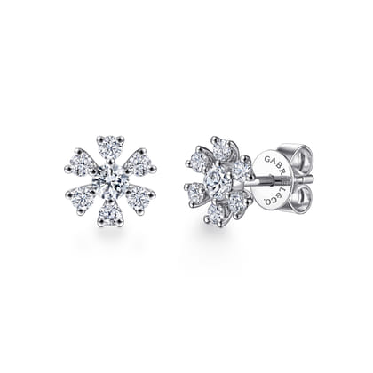 14K White Gold Diamond Stud Earrings