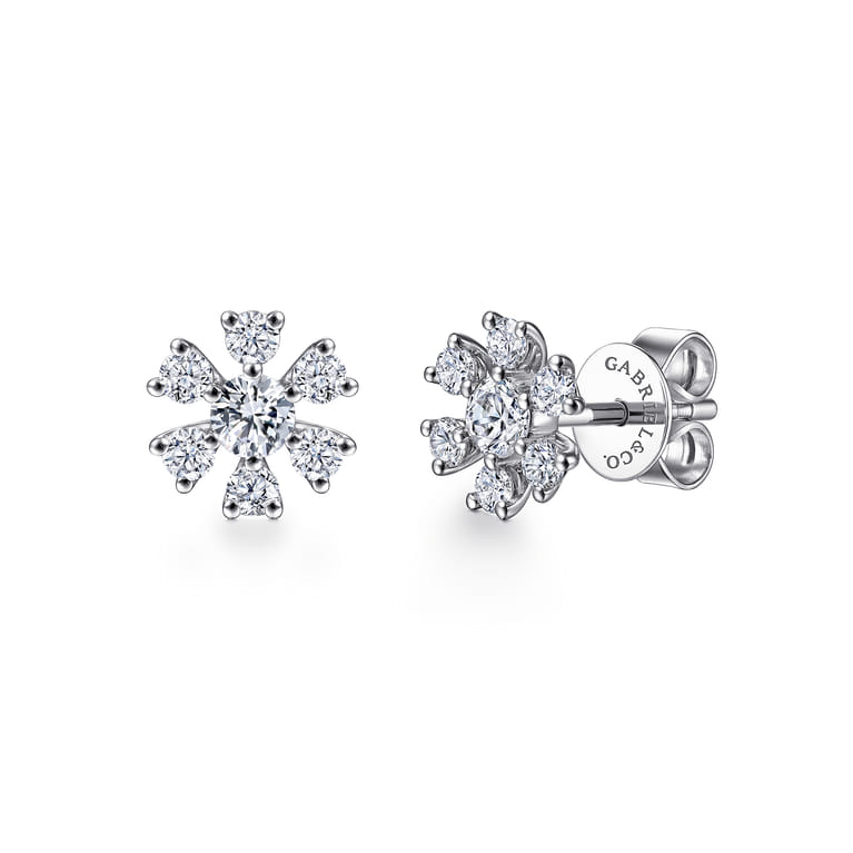 14K White Gold Diamond Stud Earrings - 0.5 ct - Shot 1