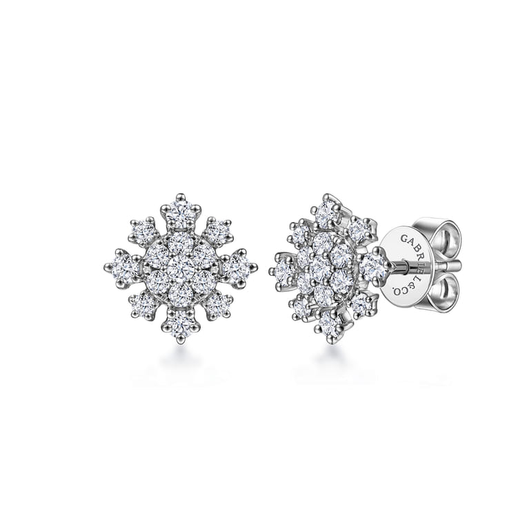 14K White Gold Diamond Stud Earrings - 0.5 ct - Shot 1