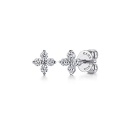 14K White Gold Diamond Stud Earrings