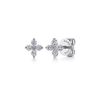 14K White Gold Diamond Stud Earrings
