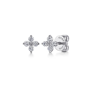 14K White Gold Diamond Stud Earrings