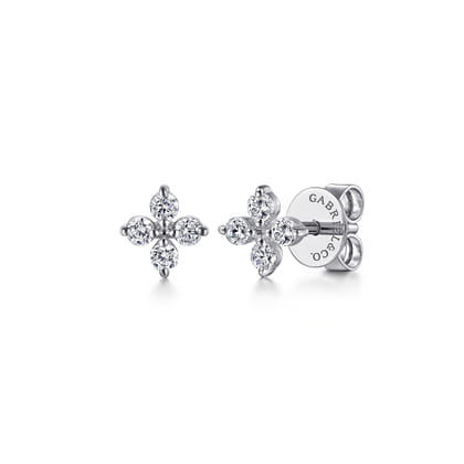14K White Gold Diamond Stud Earrings