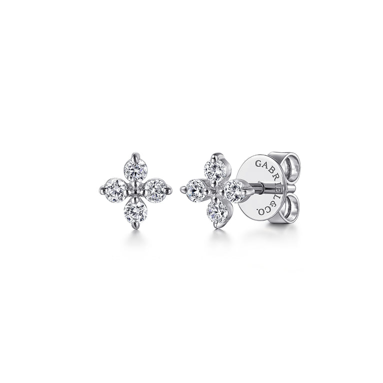 14K White Gold Diamond Stud Earrings - 0.1 ct - Shot 1
