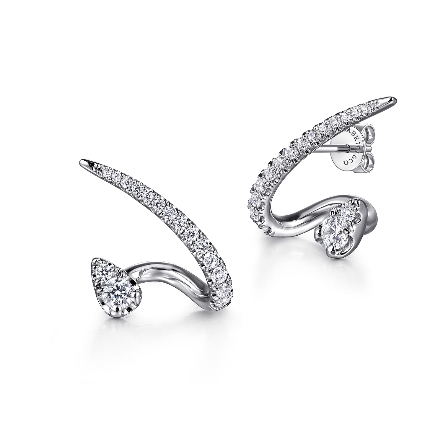 14K White Gold Diamond Stud Earrings - 0.75 ct - Shot 1
