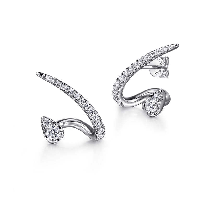 14K White Gold Diamond Stud Earrings - 0.75 ct - Shot 1