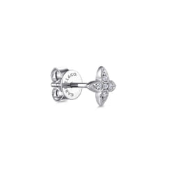14K White Gold Diamond Stud Single Earring