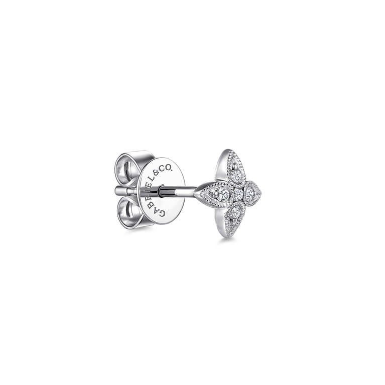 14K White Gold Diamond Stud Single Earring - 0.03 ct - Shot 1