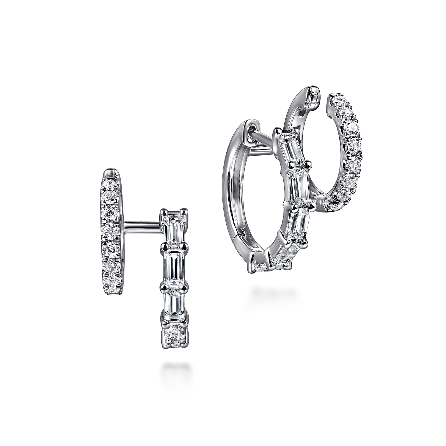 14K White Gold Diamond Stuggies Earrings - 1.2 ct - Shot 1