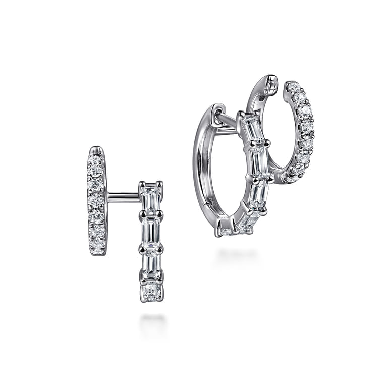 14K White Gold Diamond Stuggies Earrings - 1.2 ct - Shot 1