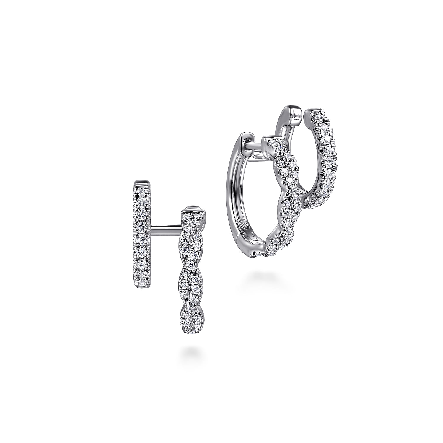 14K White Gold Diamond Stuggies Earrings - 0.5 ct - Shot 1