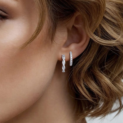 14K White Gold Diamond Stuggies Earrings