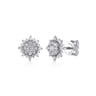 14K White Gold Diamond Sunburst Stud Earrings - 0.5 ct