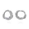 14K White Gold Diamond Swirl Bypass Hoop Earrings - 0.9 ct