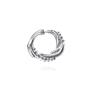 14K White Gold Diamond Swirl Bypass Hoop Earrings