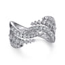 14K White Gold Diamond Swirl Bypass Ring - 0.75 ct