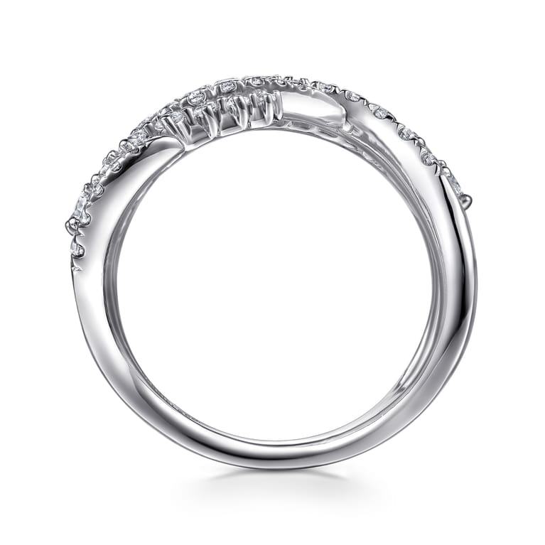 14K White Gold Diamond Swirl Bypass Ring - 0.75 ct - Shot 2