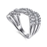 14K White Gold Diamond Swirl Bypass Ring - 0.75 ct