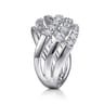 14K White Gold Diamond Swirl Bypass Ring - 0.75 ct