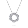 14K White Gold Diamond Swirl Pendant Necklace - 0.7 ct