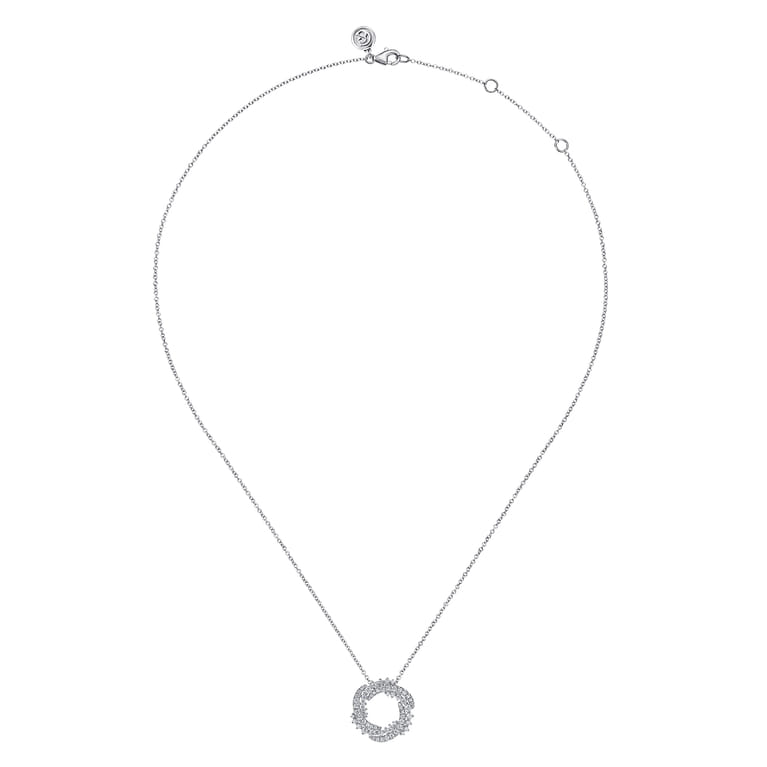 14K White Gold Diamond Swirl Pendant Necklace - 0.7 ct - Shot 2