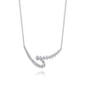 14K White Gold Diamond Swirled Spike Bar Necklace - 0.5 ct
