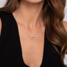 14K White Gold Diamond Swirled Spike Bar Necklace - 0.5 ct
