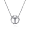 14K White Gold Diamond T Initial Pendant Necklace - 0.05 ct