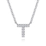 14K White Gold Diamond T Initial Pendant Necklace - 0.05 ct