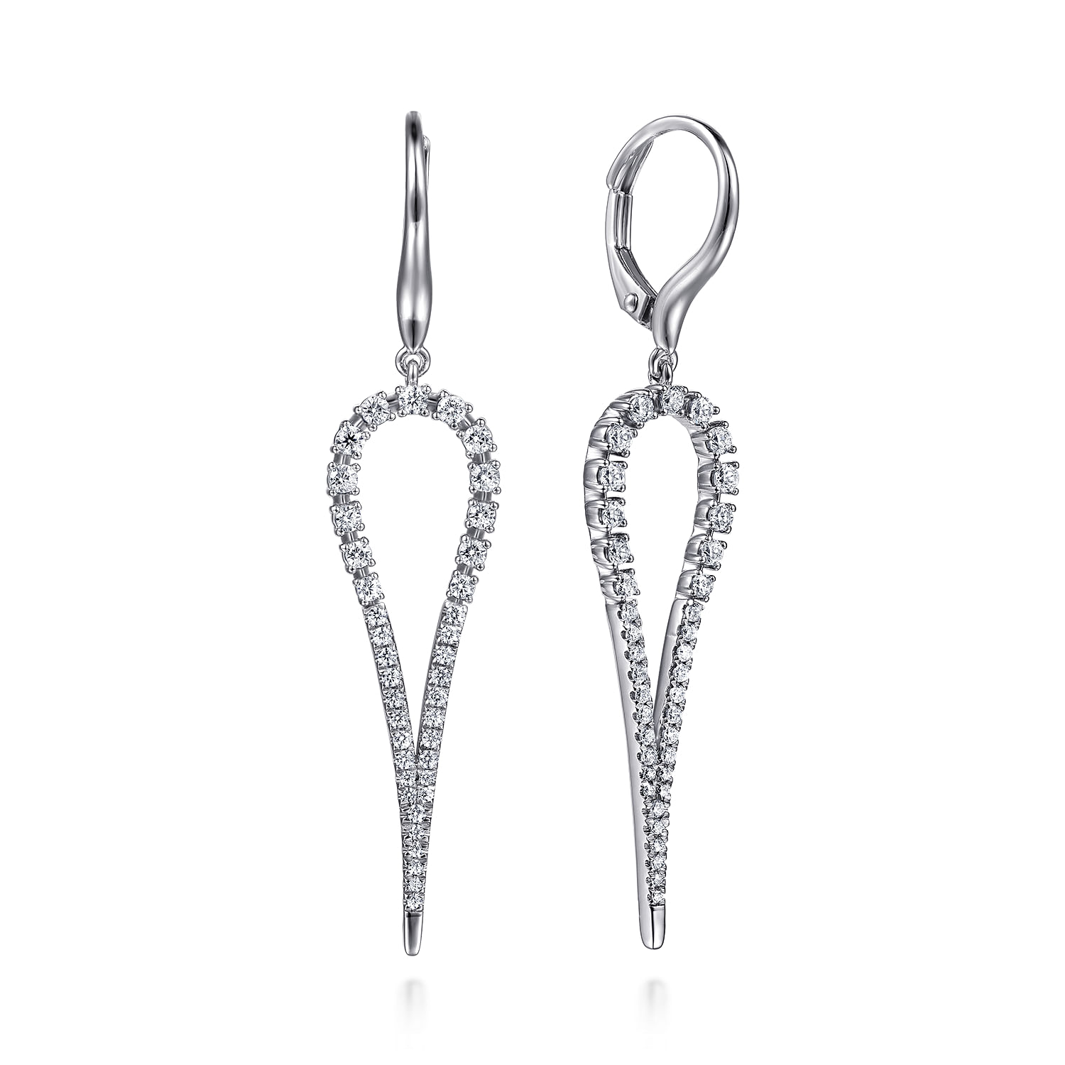 14K White Gold Diamond Teardrop Drop Earrings