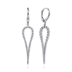 14K White Gold Diamond Teardrop Drop Earrings