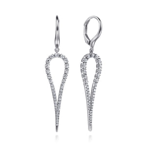 14K White Gold Diamond Teardrop Drop Earrings