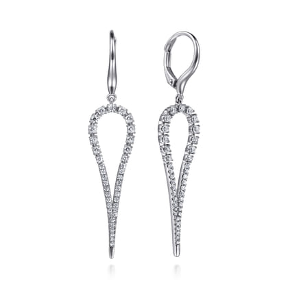 14K White Gold Diamond Teardrop Drop Earrings