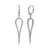 14K White Gold Diamond Teardrop Drop Earrings - 0.75 ct