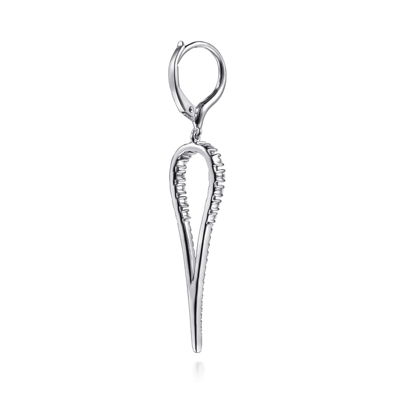 14K White Gold Diamond Teardrop Drop Earrings - 0.75 ct - Shot 2