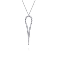 14K White Gold Diamond Teardrop Drop Necklace
