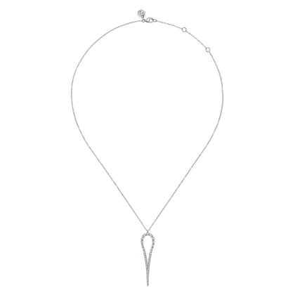 14K White Gold Diamond Teardrop Drop Necklace