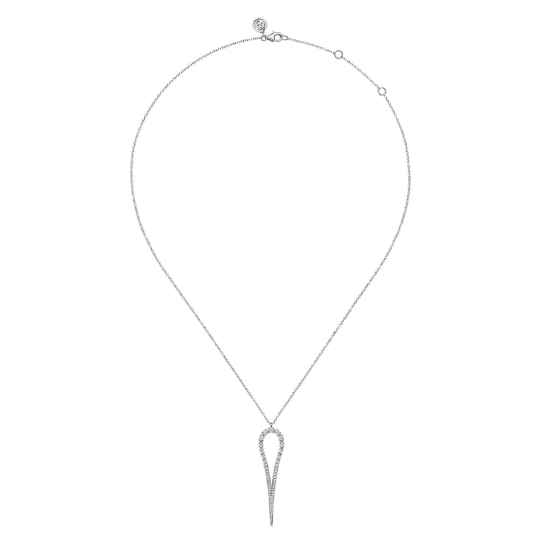 14K White Gold Diamond Teardrop Drop Necklace - 0.55 ct - Shot 2