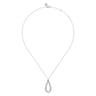 14K White Gold Diamond Teardrop Drop Necklace - 1 ct