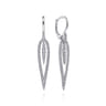 14K White Gold Diamond Teardrop Earrings with Center Drops - 0.65 ct