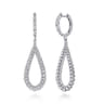 14K White Gold Diamond Teardrop Huggie Drop Earrings - 1.75 ct