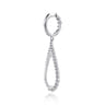 14K White Gold Diamond Teardrop Huggie Drop Earrings - 1.75 ct
