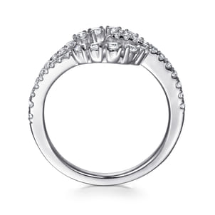 14K White Gold Diamond Teardrop Link Ring