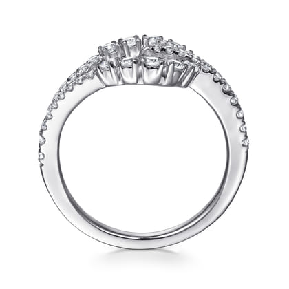 14K White Gold Diamond Teardrop Link Ring