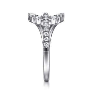 14K White Gold Diamond Teardrop Link Ring