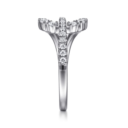 14K White Gold Diamond Teardrop Link Ring