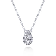 14K White Gold Diamond Teardrop Pendant Necklace